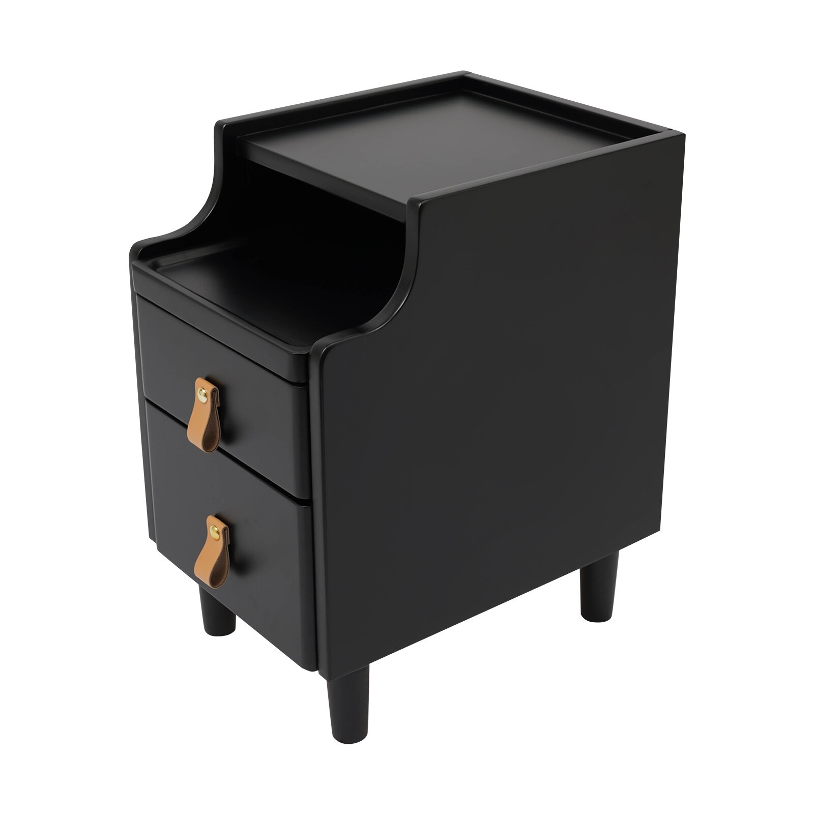 2-Tier Bedroom Storage Cabinet Nightstand with 2 Drawers Modern Bedside Table