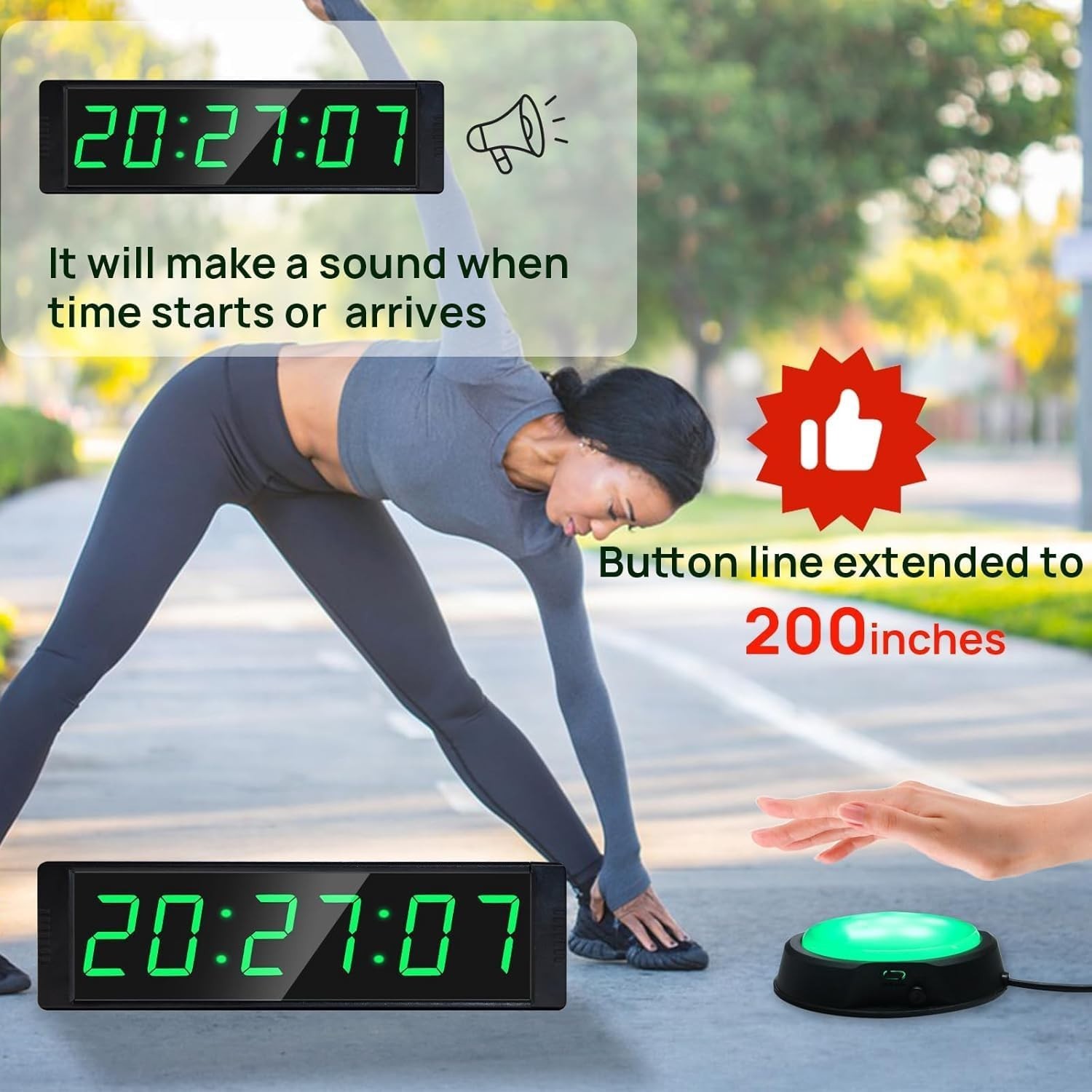 Gym Clock for Home Gym with Start/Stop Button, Interval Timer for Workout, Stop