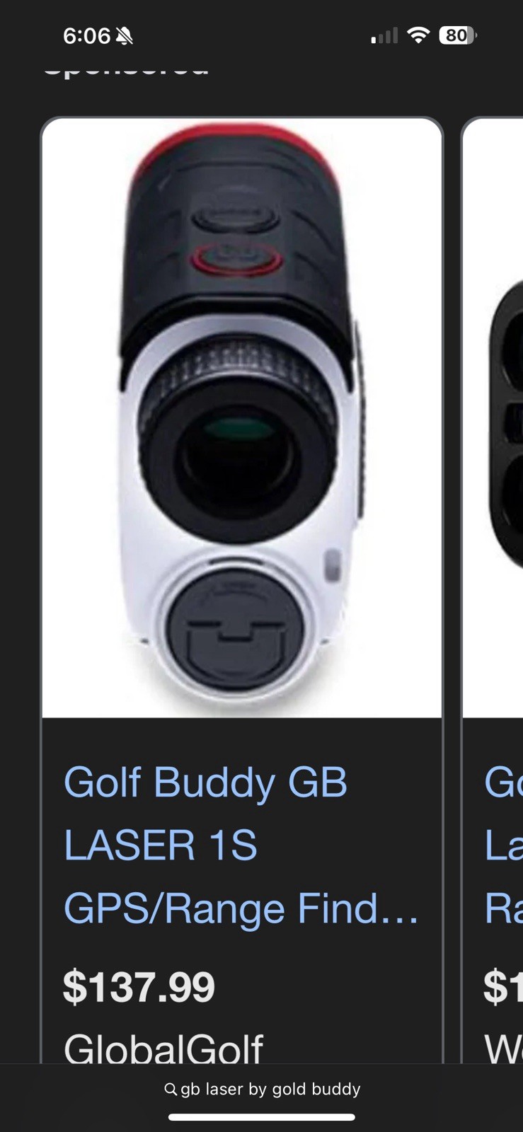 Golf Buddy Laser 2S Rangefinder with Quick Grab Magnet Pin Finder with Vibration