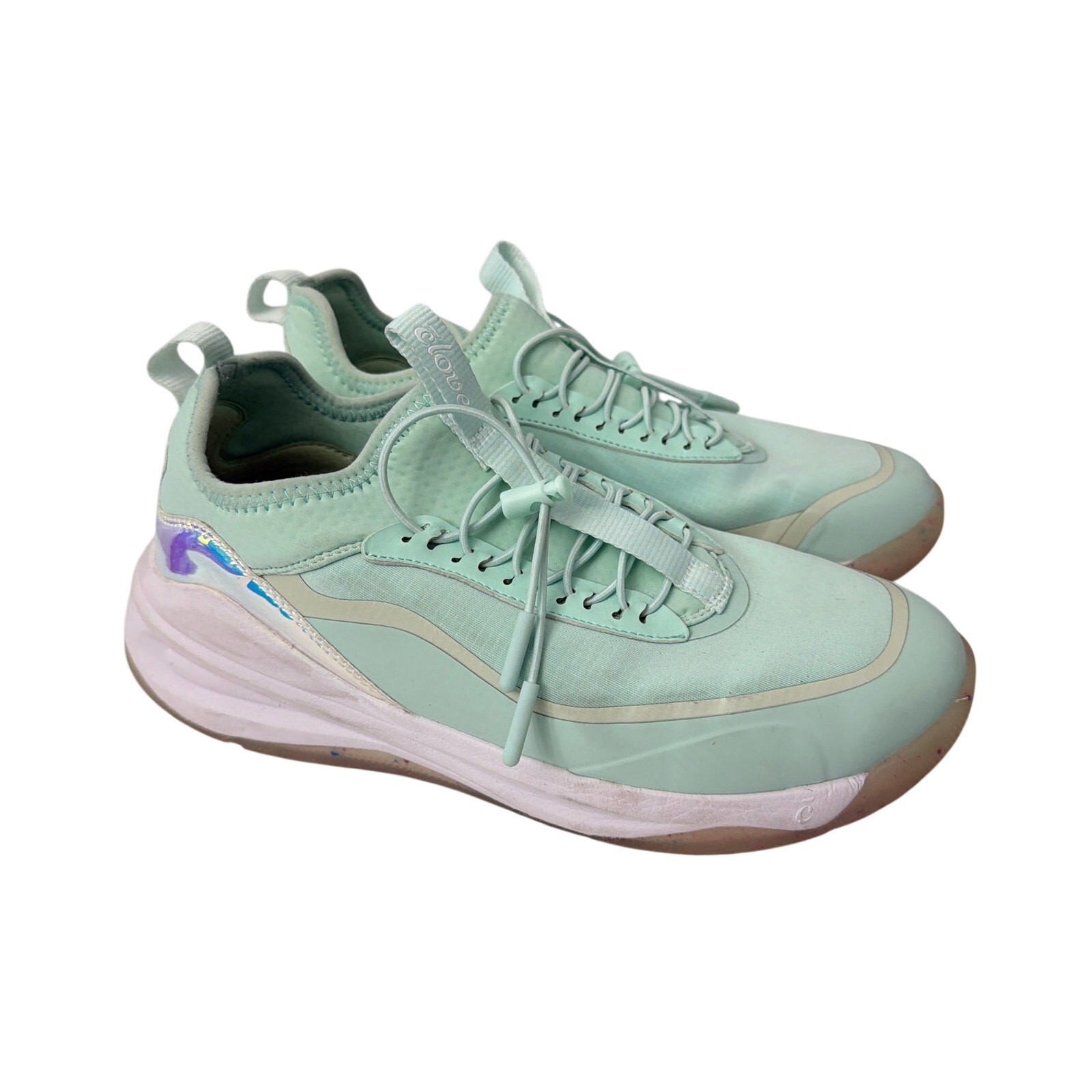 Clove Shoes Women's Size 8.5 Aeros Vapor Green Mint Holographic Nursing Medical