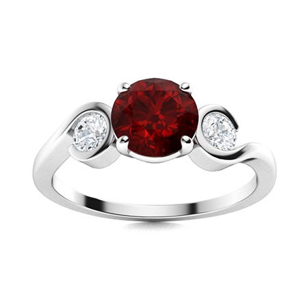 6mm Round Garnet 925 Sterling Silver Three-Stone Ring Red Gemstone Wedding Gift