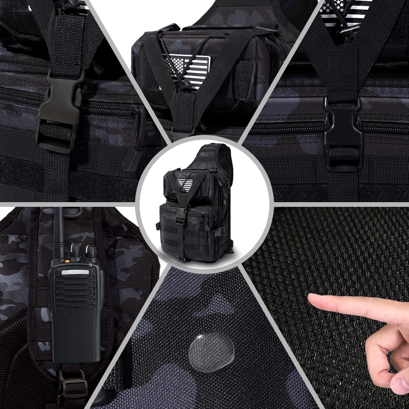 Compact Tactical Shoulder Sling Pack with MOLLE System - Ideal for Outdoors