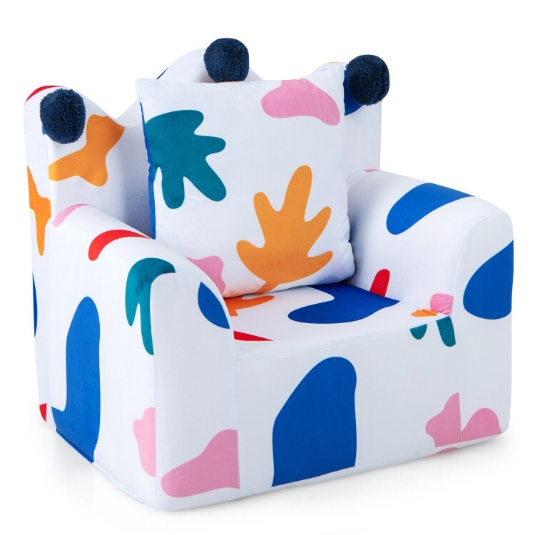 Light Weight Ergonomic Kids Sofa Chair Toddler Armchair w/Armrest & Extra Pillow