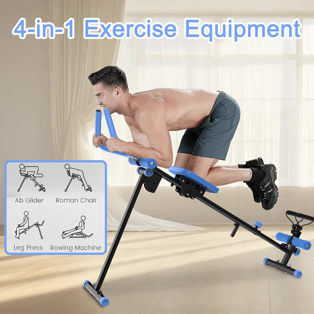 4-in-1 Ab Machine-Rowing,Leg Press,Ab Glider & Roman Chair,Core Trainer Home Gym