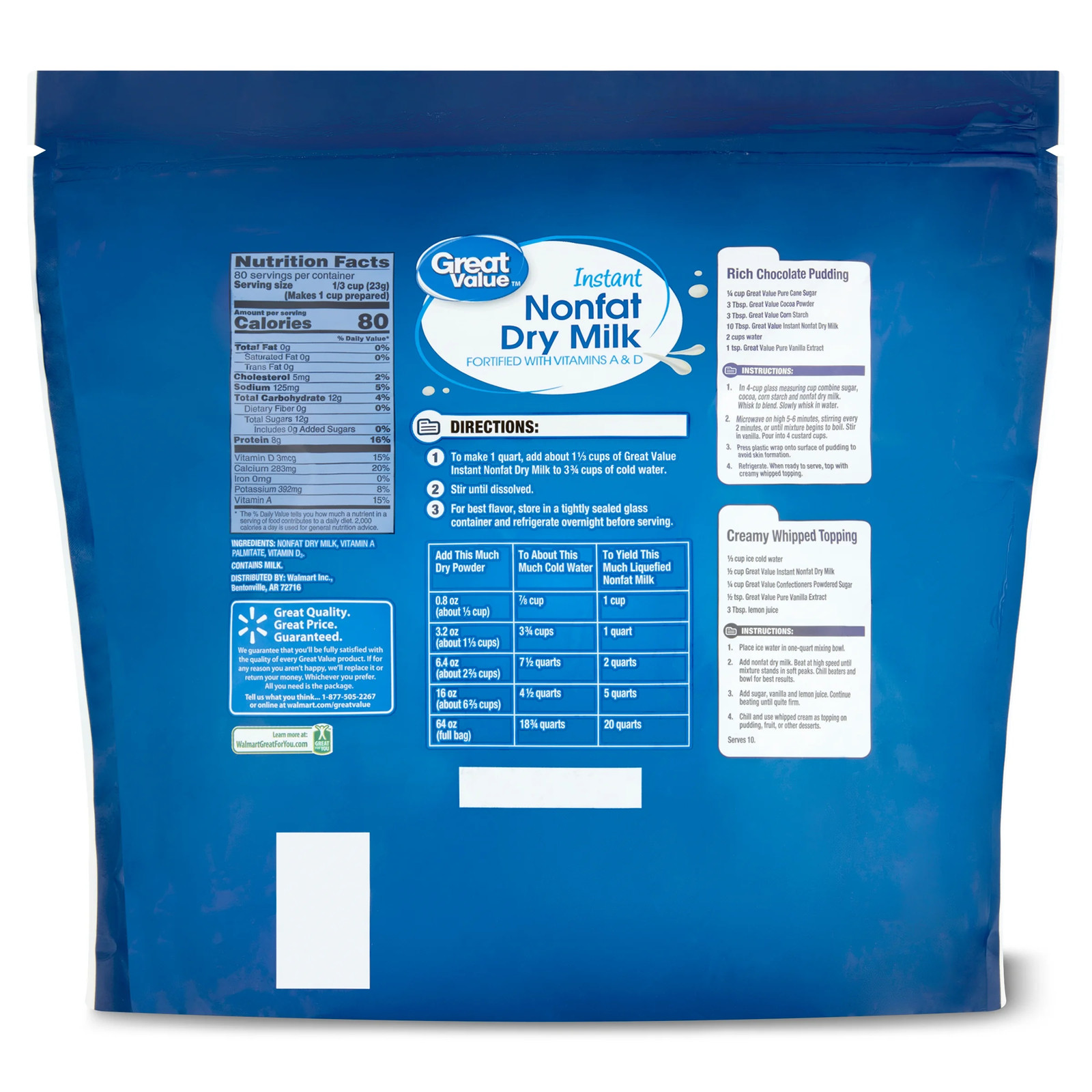 Instant Nonfat Dry Milk 64 oz Bag
