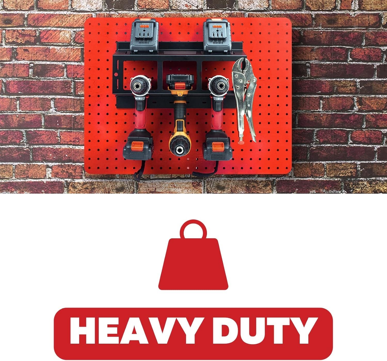 Heavy Duty Drill Holder Pegboard Storage 3 Drill Capacity Hooks Set