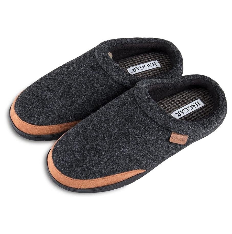 New Haggar Memory Foam Microsuede Trim Bumper Felt Clogs Slippers M 8 - 9