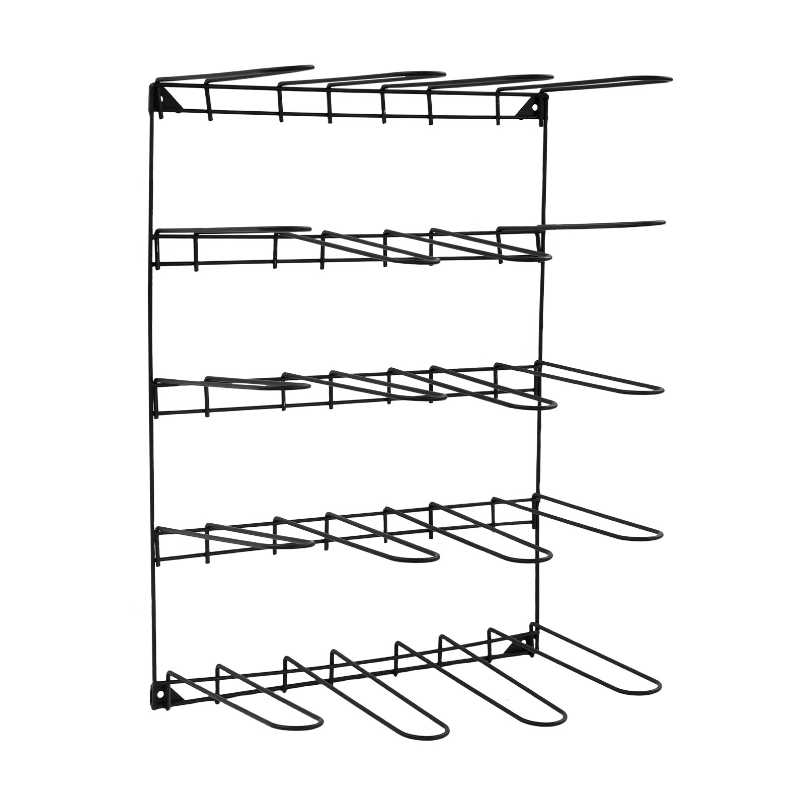 Wall-Mounted Stable Tack & Tool Storage Rack w/ 5-Tier Hook Design(Black)