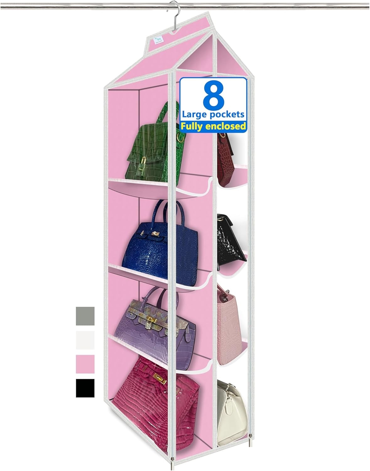 Purse Organizer for Closet, with Zippered-Dustproof, Purse Organizer, Designed
