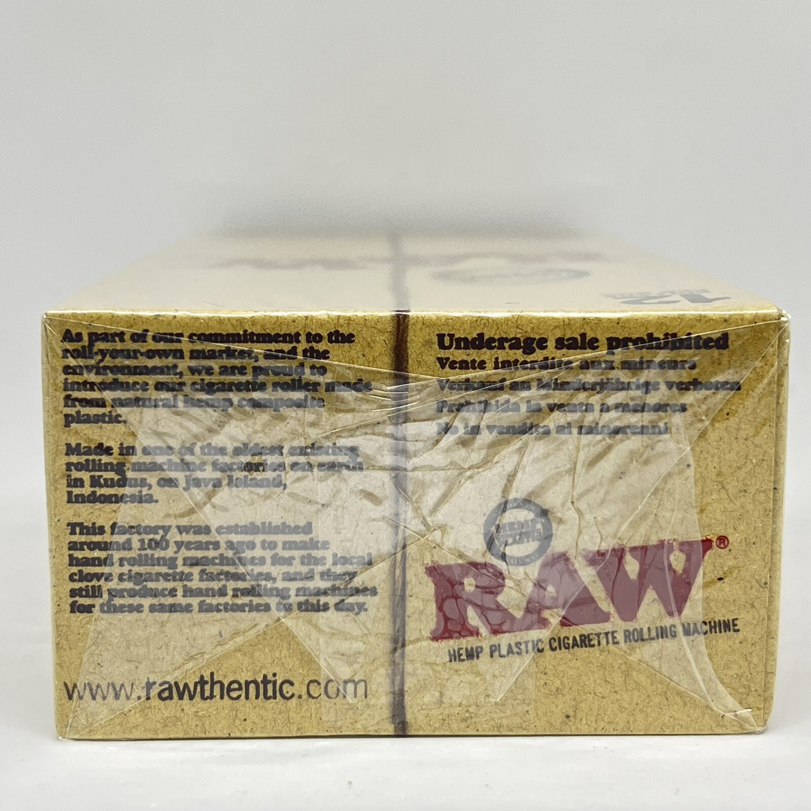 Raw 79mm Rolling Machine Roller Hemp composite Plastic Display/Retailer Box 12ct