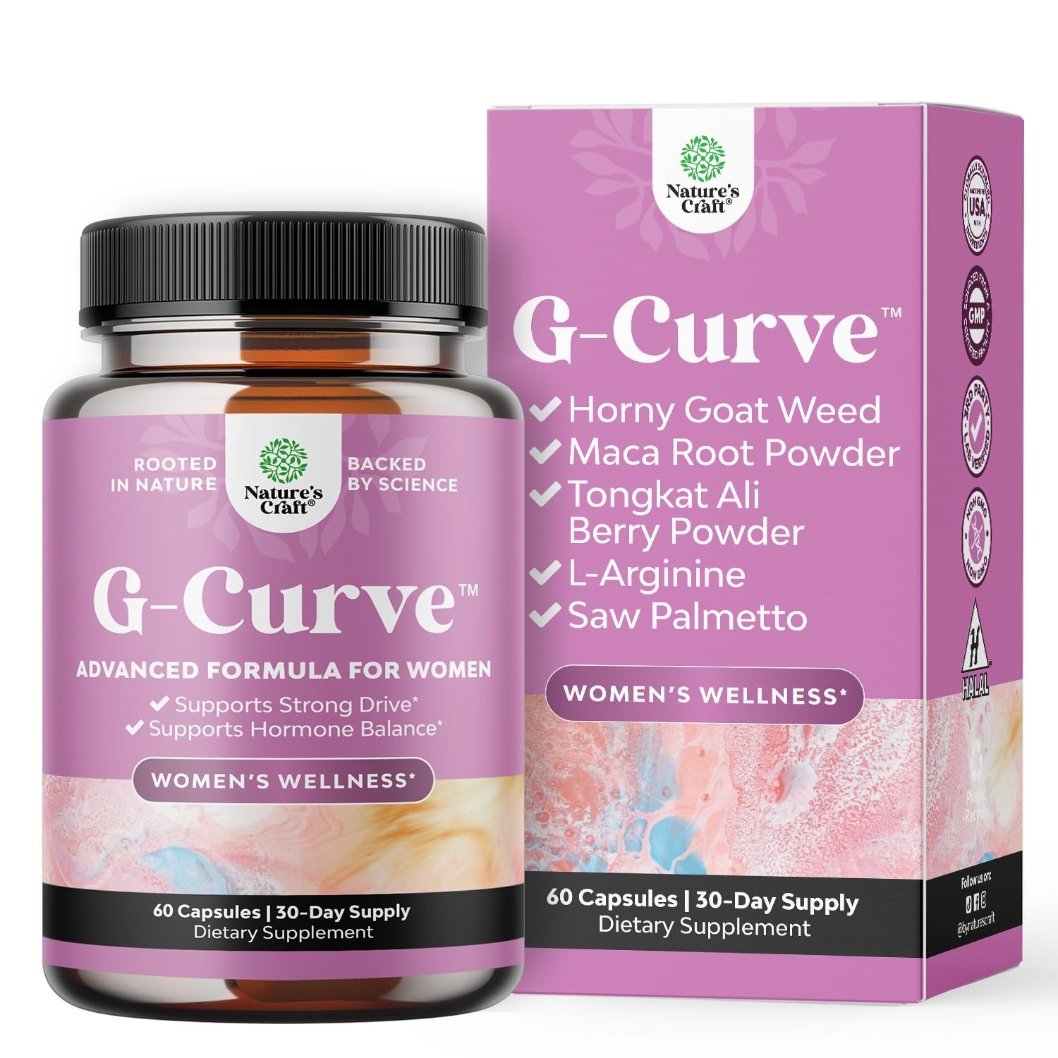 G-Curve Breast and Butt Enhancer Pills May Support Voluptuous Curves 60ct