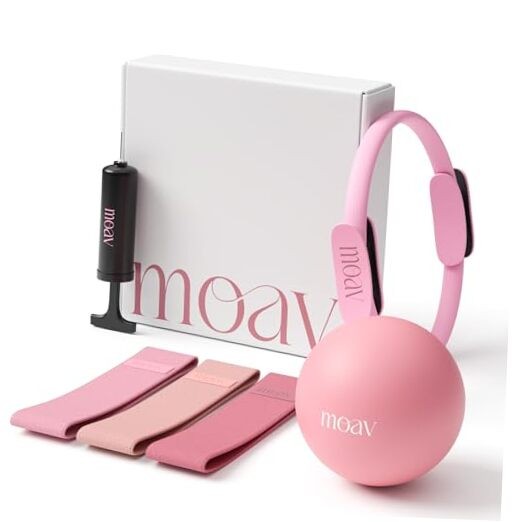 Premium Pilates Essentials Kit - 14" Ring with Cushioned Handles, Mini Rosè
