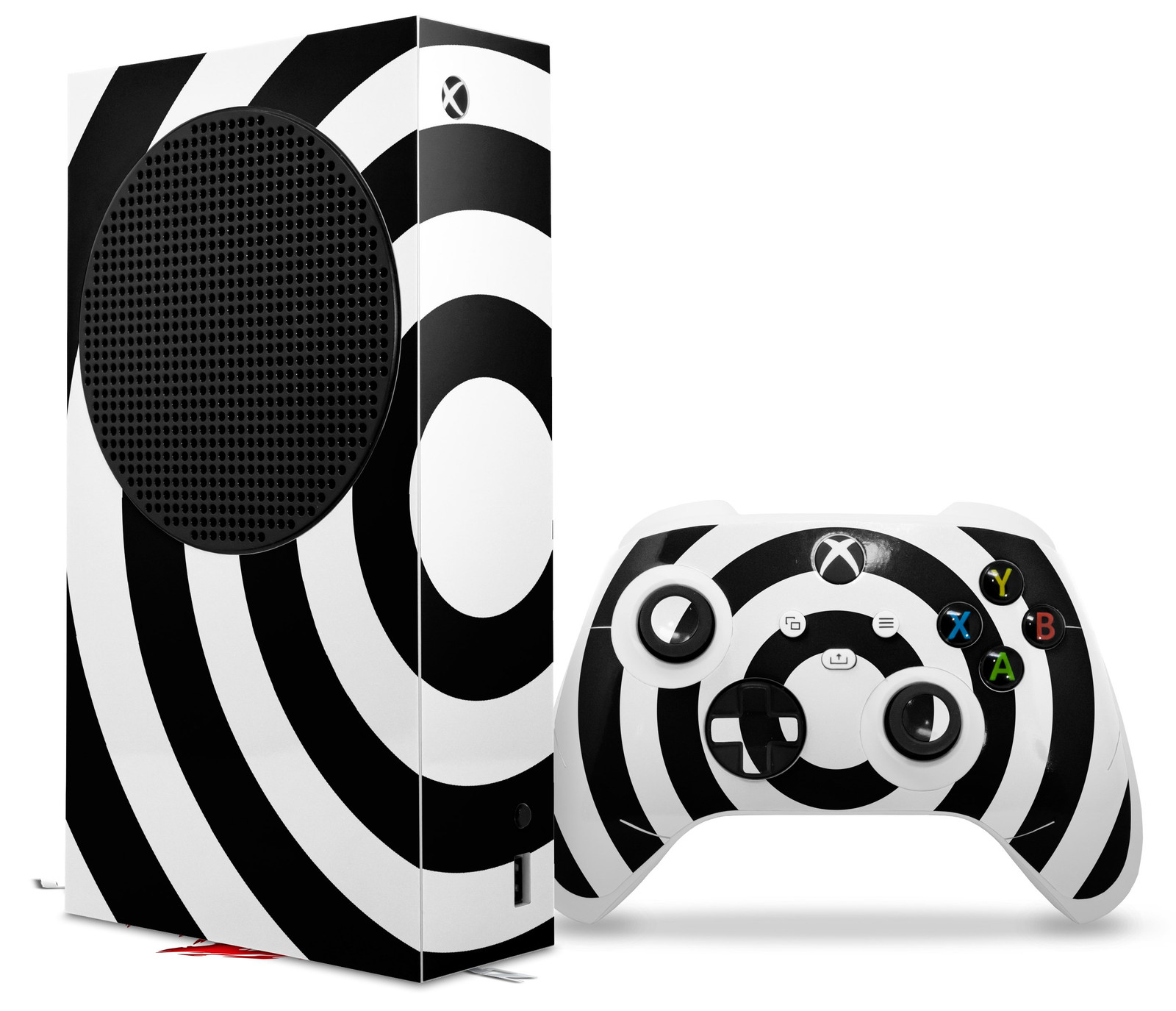 Skin Wrap for XBOX Series S Console Controller Bullseye Black and White