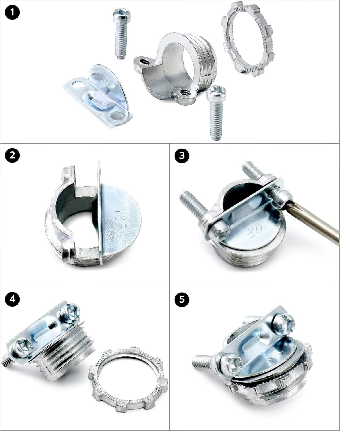 16PCS 1/2” Cable Clamp Connectors Zinc Alloy for Electrical Box Conduit