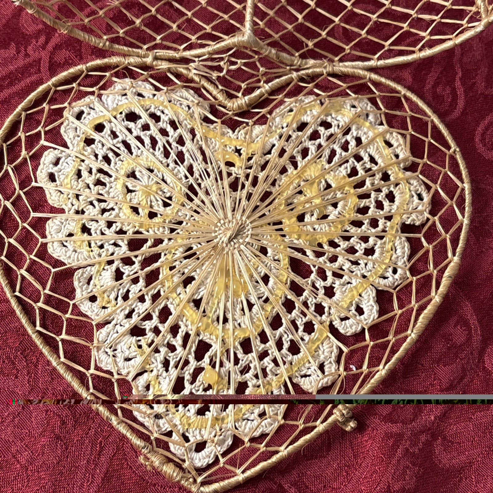 Handmade Woven Natural Abaca Wicker Nesting Heart Shaped Box Basket