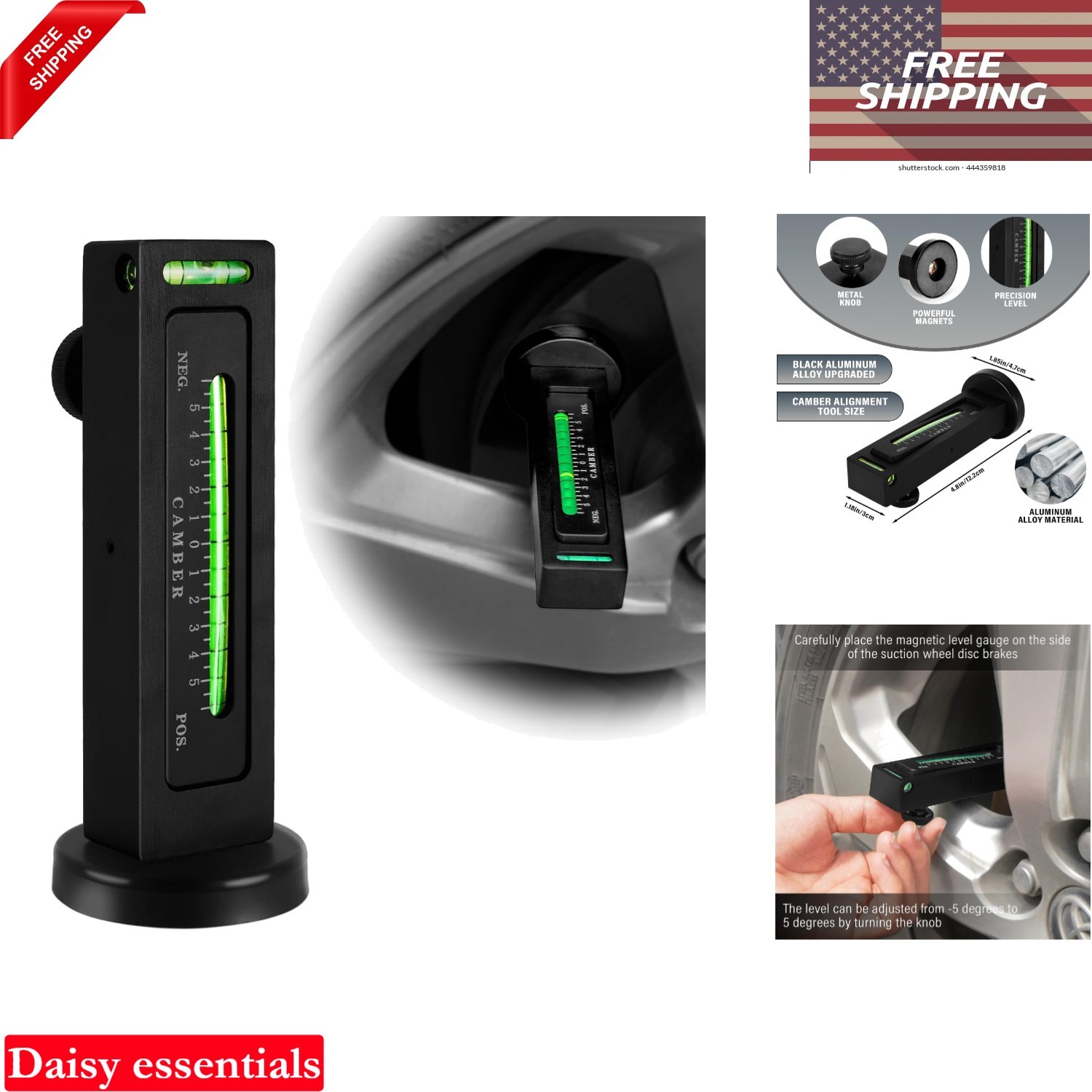 Magnetic Camber Gauge for Automotive Aluminum Alloy Dial Tool -5 to 5 Deg