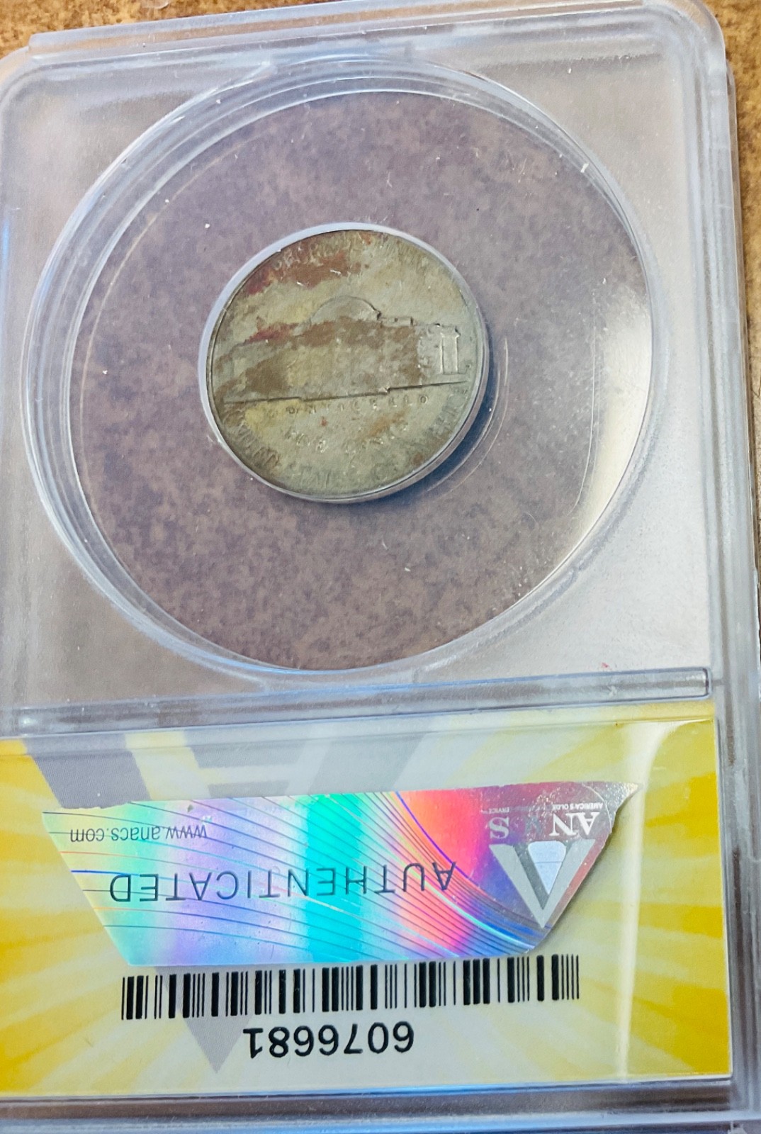 1948 S 5c Major Obverse Lamination ERROR, ANACS VF30