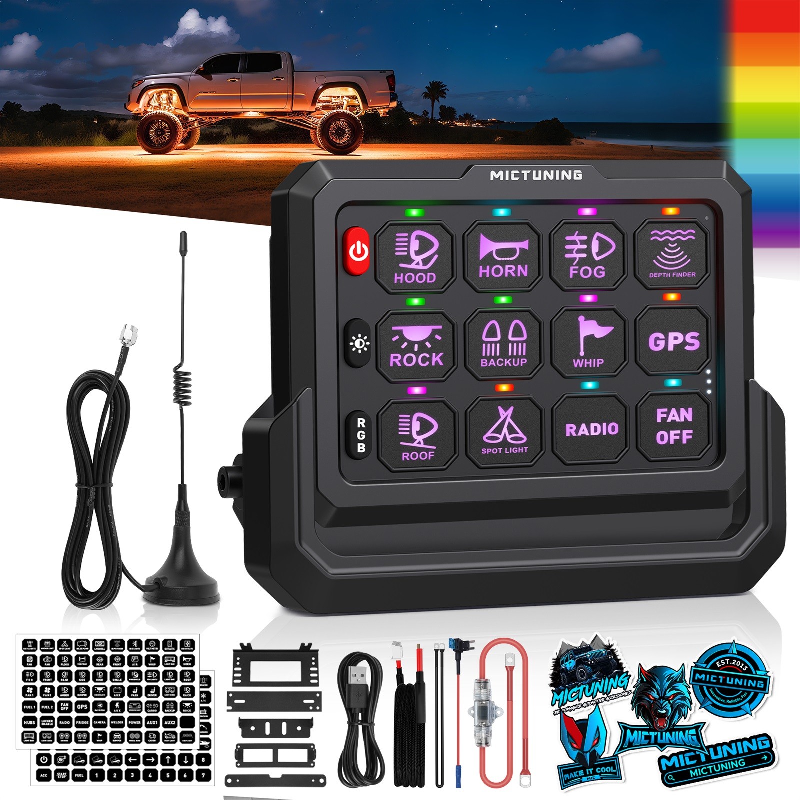 Wireless RGB Switch Panel LED Control Toggle Momentary Strobe Circuit Relay Box