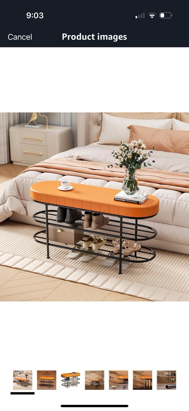 Mid Century Modern Bench with Shoes Storage Rack CAMEL BROWN/BLACK Metal