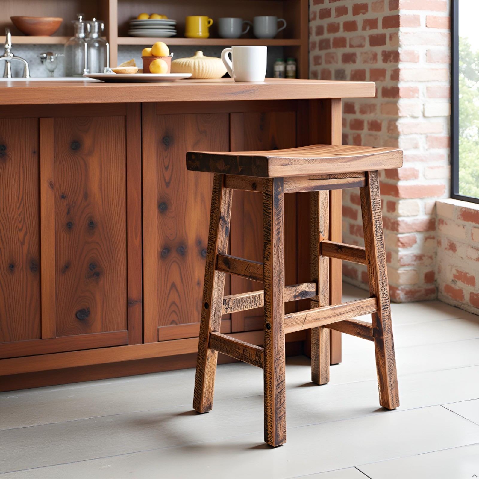 Durango 26-Inch Tall Industrial Wood Counter-Height Stool Bar Stool, Kitchen,...
