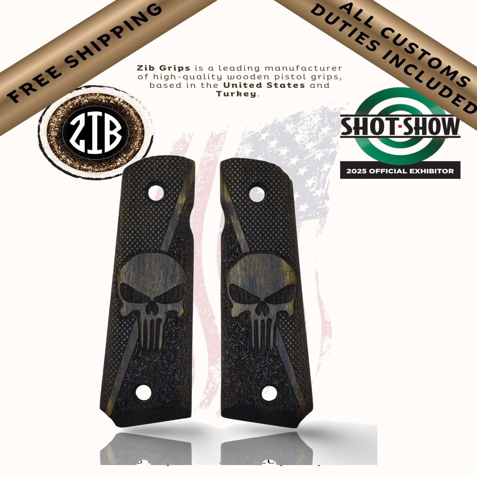 Zib Grips Wooden Series Pistol Grips for Colt 1911
