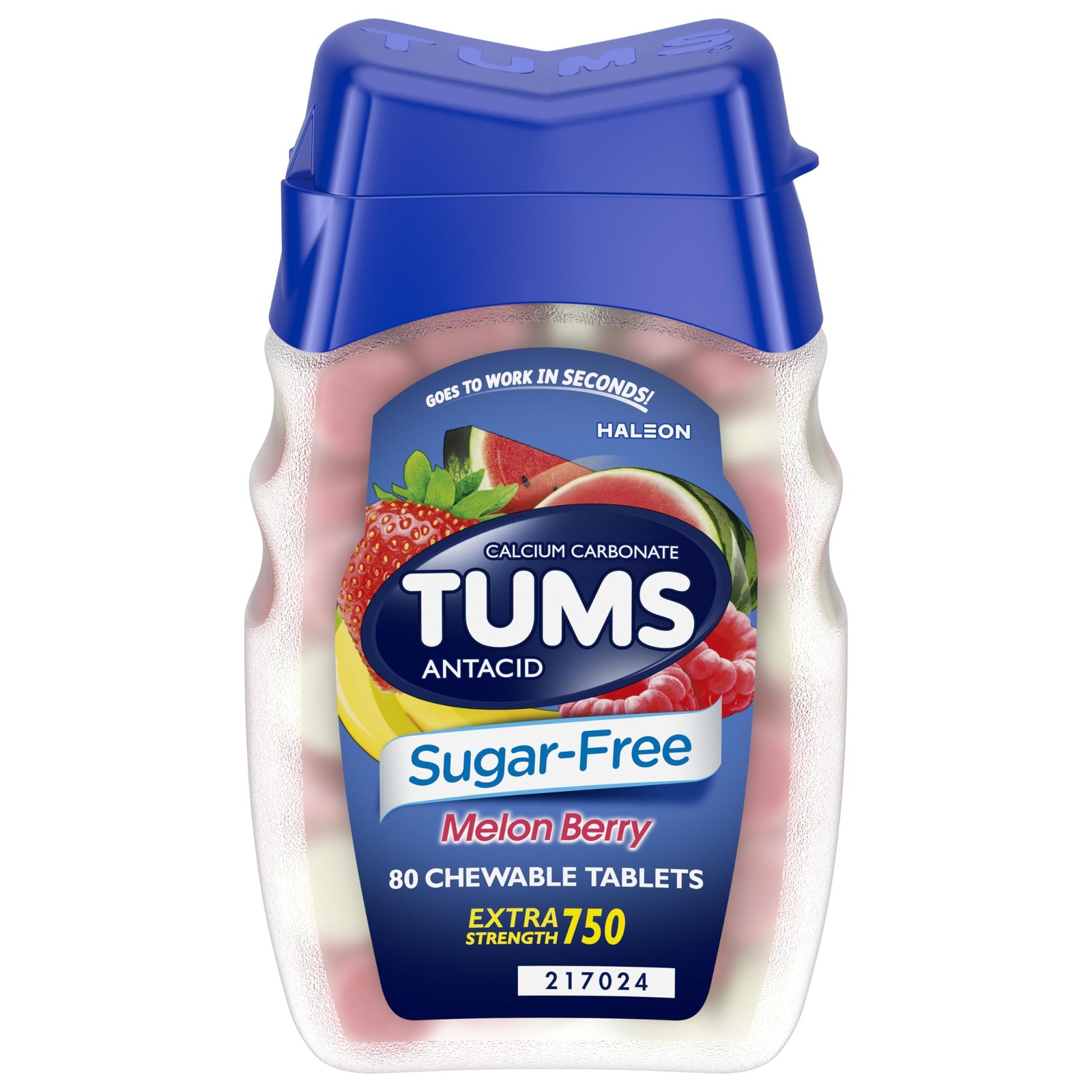 Extra Strength Chewable Sugar Free Antacid Tablets for Heartburn Relief, Melo...