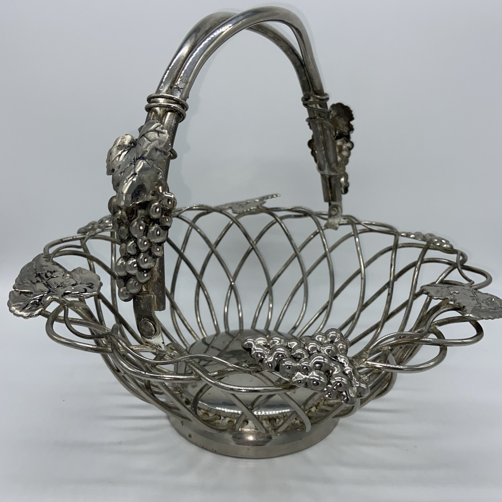 Godinger Silver Plated Basket With Flowers 10" x 11" GOOD