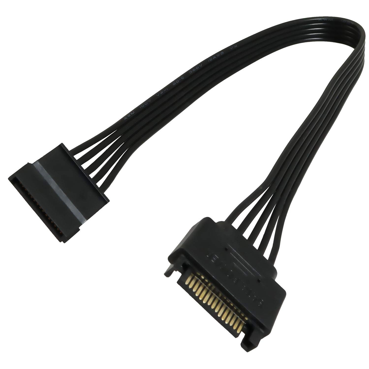 Sata Power Extension Cable 11.8inch Black 15pin Sata Male To Female Extender Cab