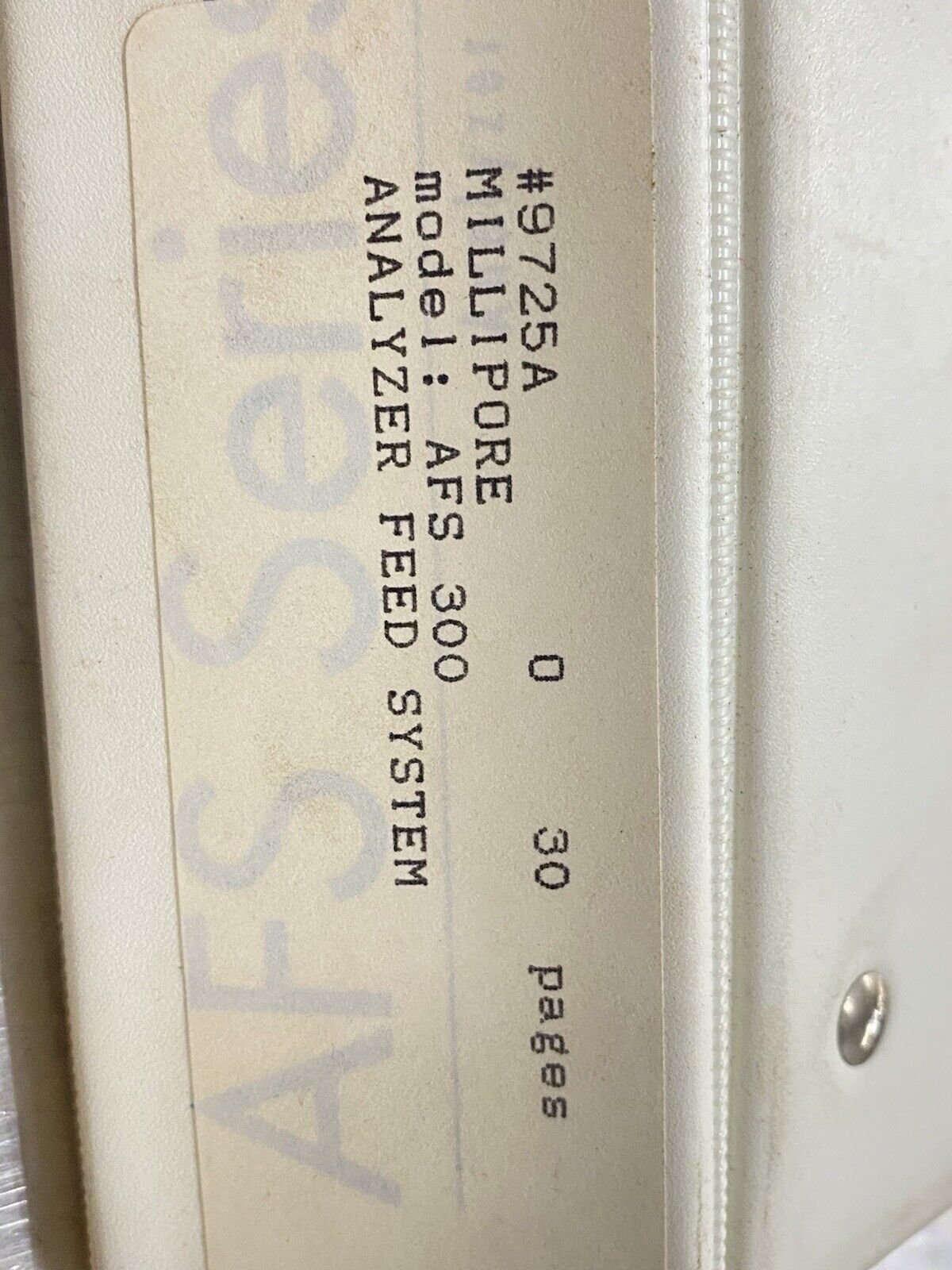 Millipore AFS 300 Analyzer Feed System With VHS - Users Guide / Manual
