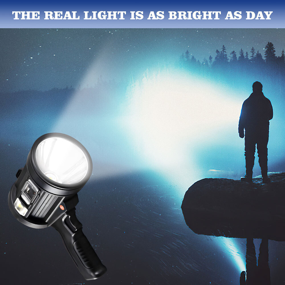 Super Bright Solar/USB Rechargeable LED Spotlight Flashlight Searchlight w/Stand
