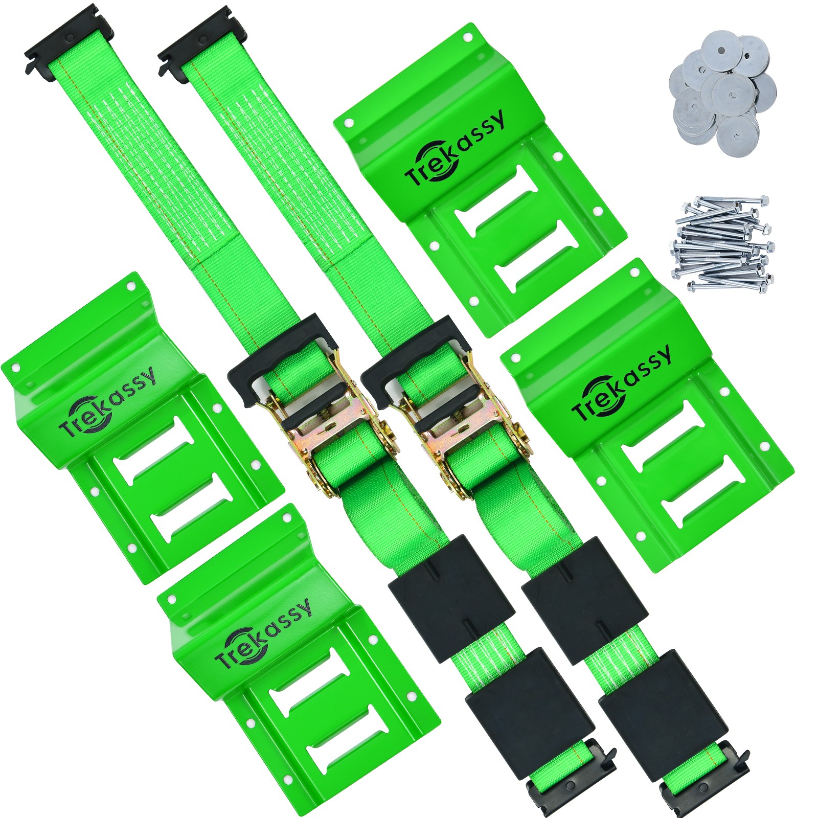Etrack ATV UTV Wheel Chock Trailer Tire Strap Kit Tie Down Straps Towing System