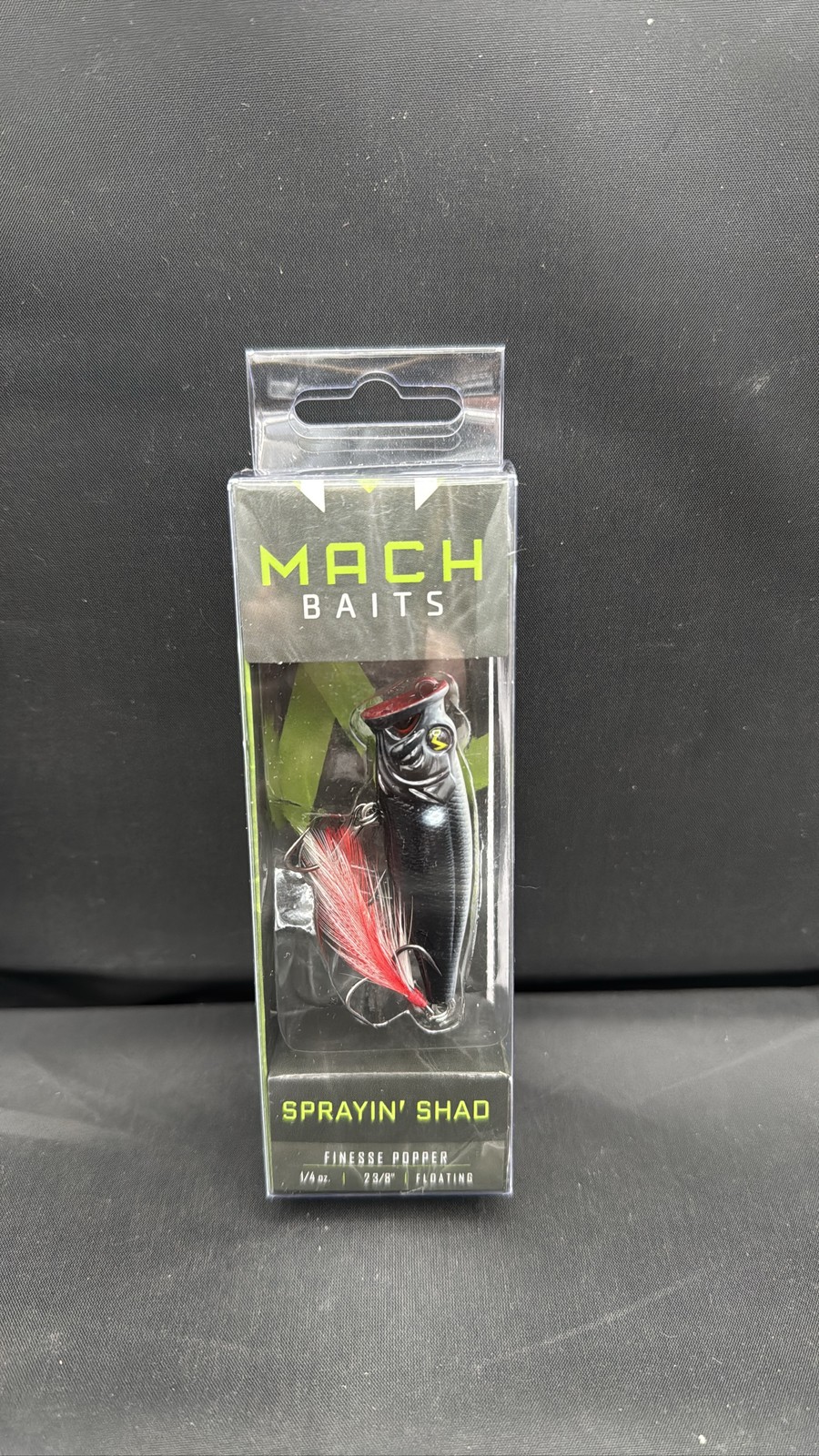 MACH Baits Sprayin' Shad Finesse Popper 1/4oz 2 3/8" Floating Fishing Lure SKUNK