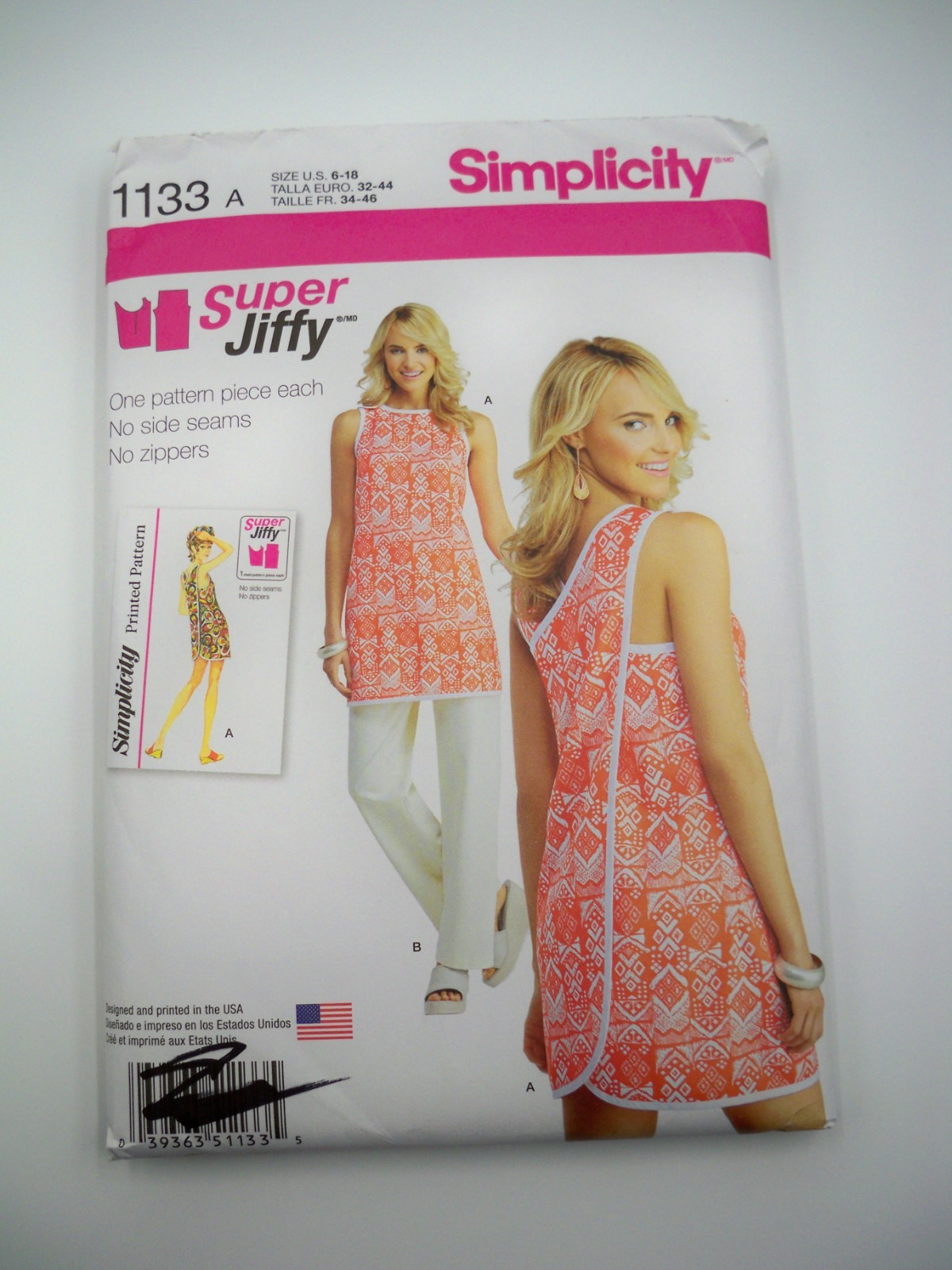 Simplicity 1133 Jiffy Beach Cover-up or Tunic & Pants Pattern size 6-18 Uncut