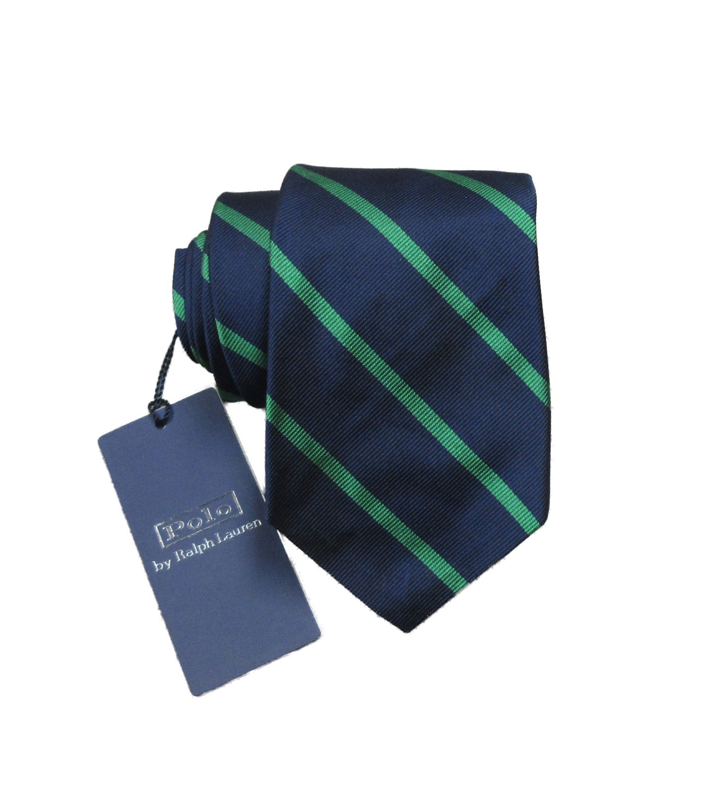 Polo Ralph Lauren Men's Navy/Green Stripe 3.25" Silk Tie $125 Made in Italy