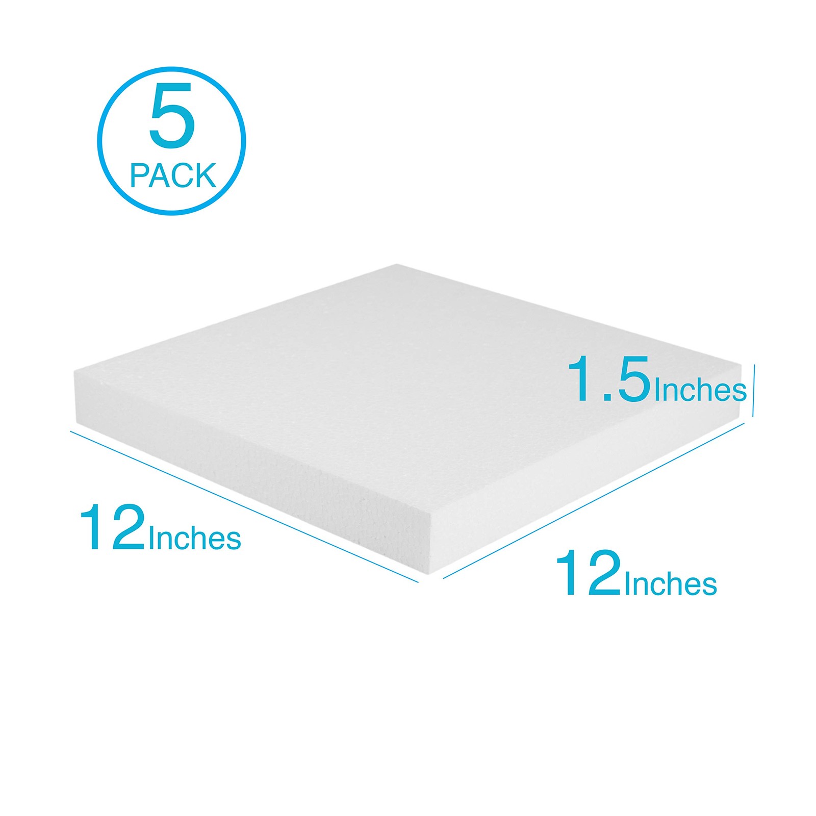 Craft Foam Sheets 12x12x1.5 1lb Density - Ideal for Model Making (5-Pack)
