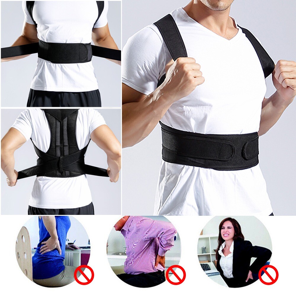 Soporte de Espalda y Columna Lumbar Ajustable Faja Cinturon Corrector de Postura