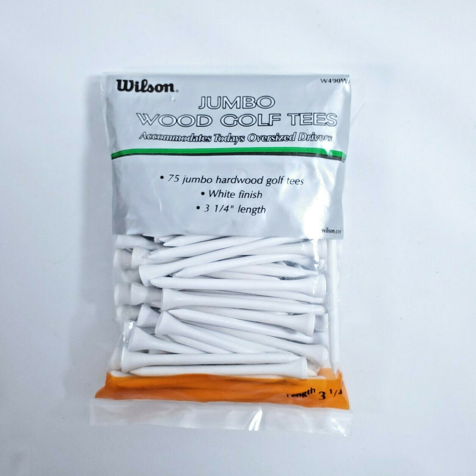 NEW!-Wilson JUMBO 3 1/4" Wood Golf Tees 75 Count Bag-White Color