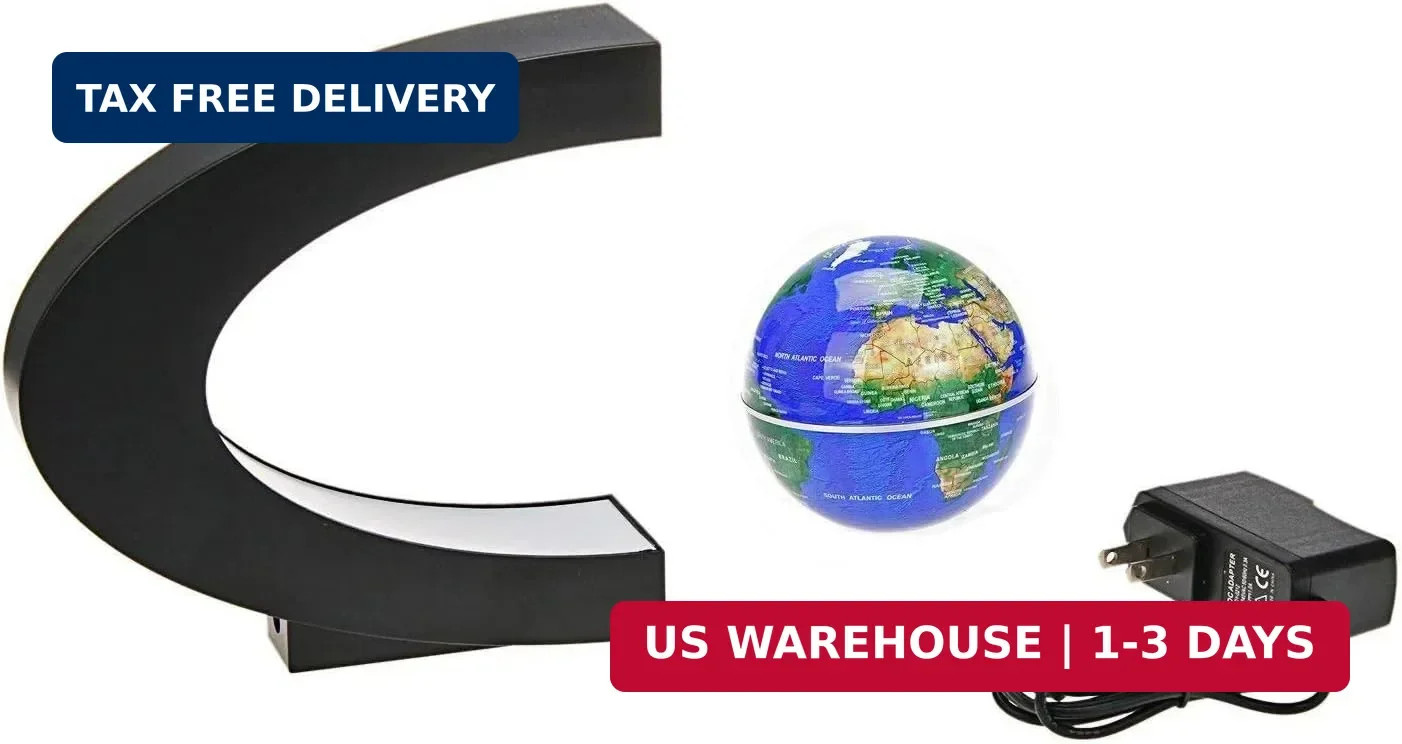 C Shape Magnetic Levitation Floating Globe LED Light World Map Desk Decor Gift