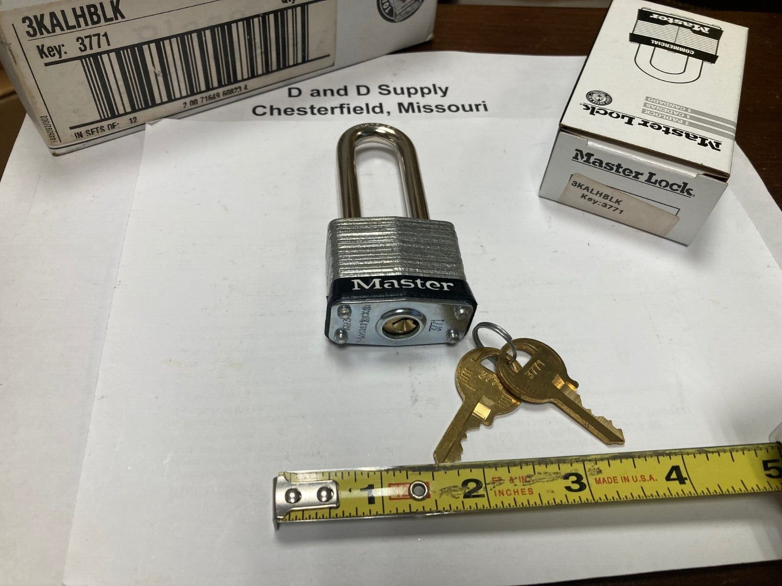 Master Lock 3KALHBLK,  Lockout Padlock, KA, Black, Key No. 3771