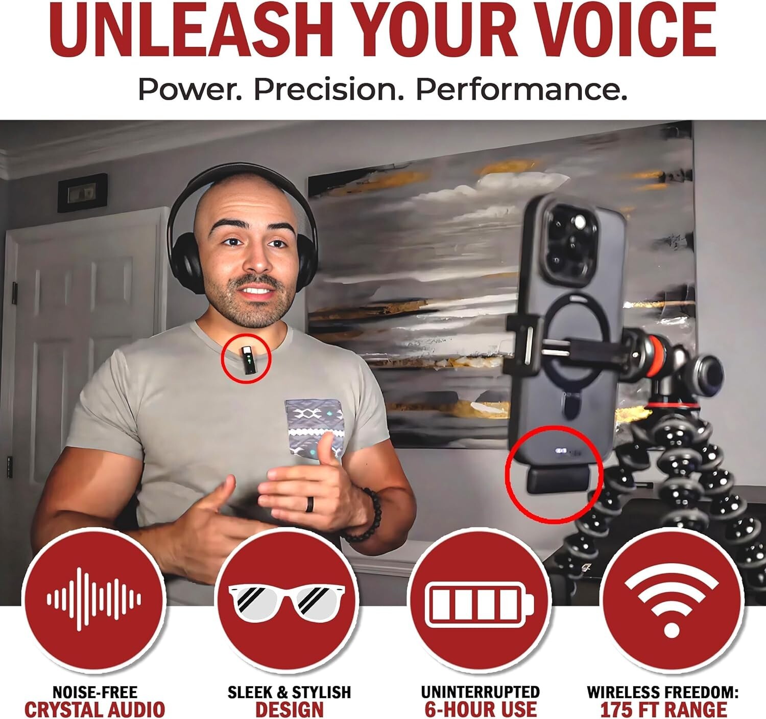 TikTalkPro Wireless Lavalier Microphone for iPhone - 2.4Ghz Mic (Audio - 175 ft)