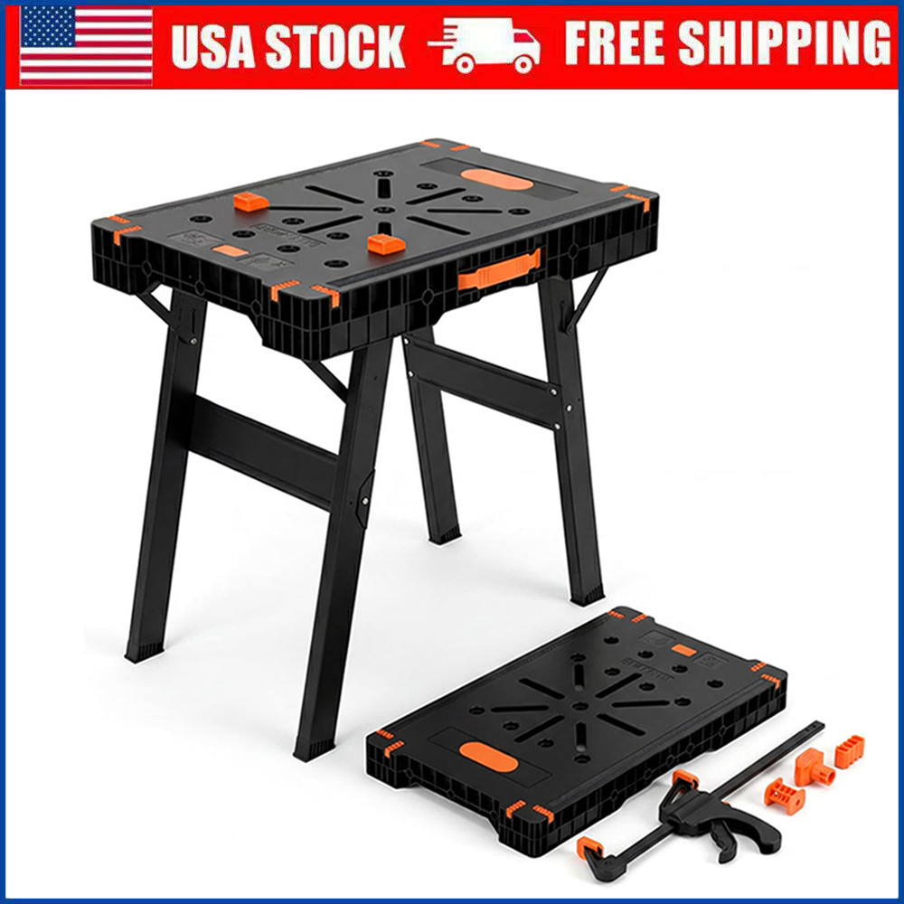 Folding Workbench & Sawhorse, 2-in-1 Portable Work Table with 300lbs Capacity