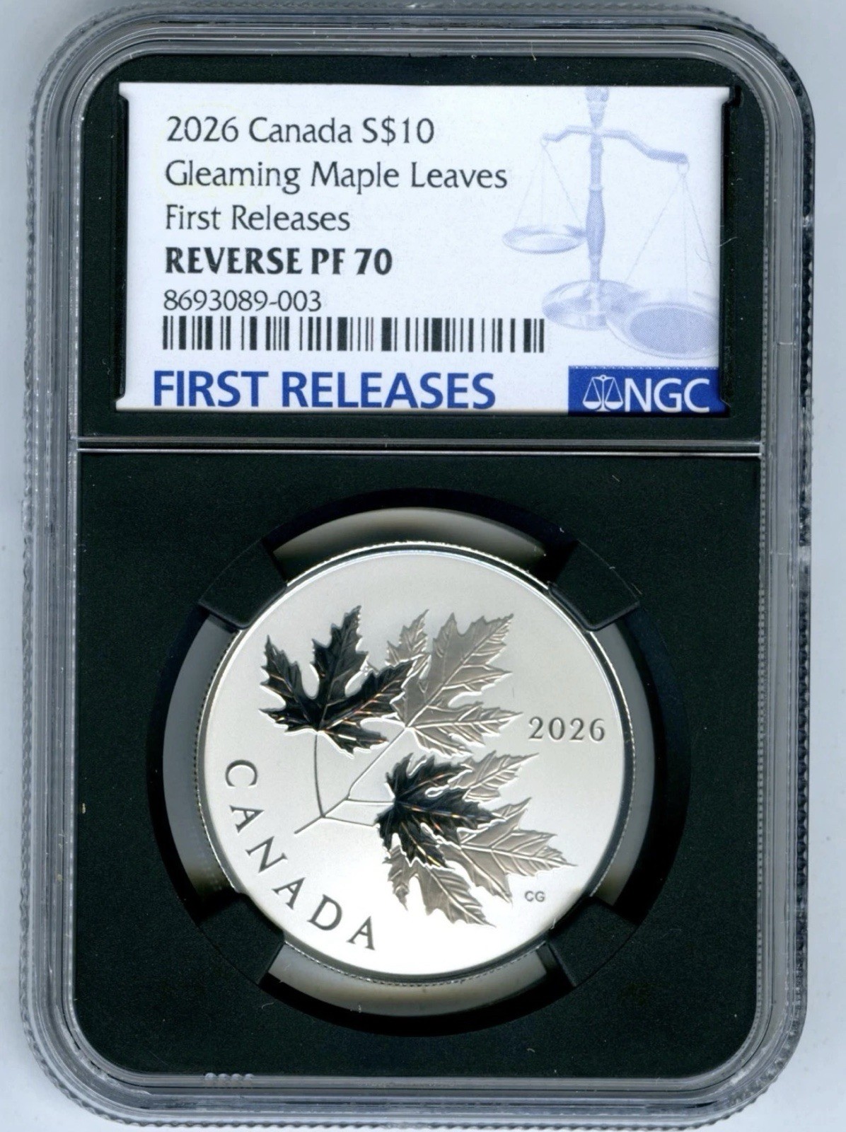 2026 $10 CANADA .9999 SILVER NGC REV PROOF PF70 GLEAMING MAPLE LEAF LEAVES - FR