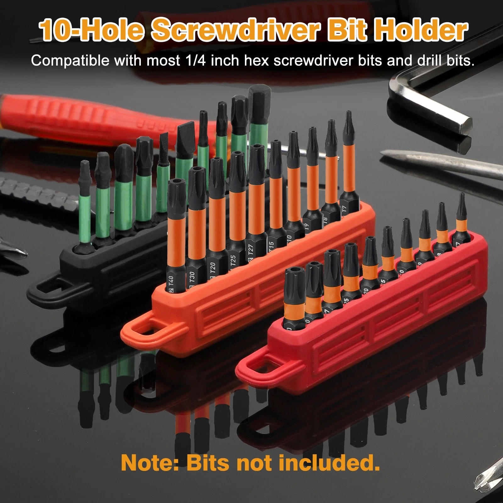 3x 1/4" Hex Bit Holder Storage Rail Power Drill Bit Organizer With Carabiner