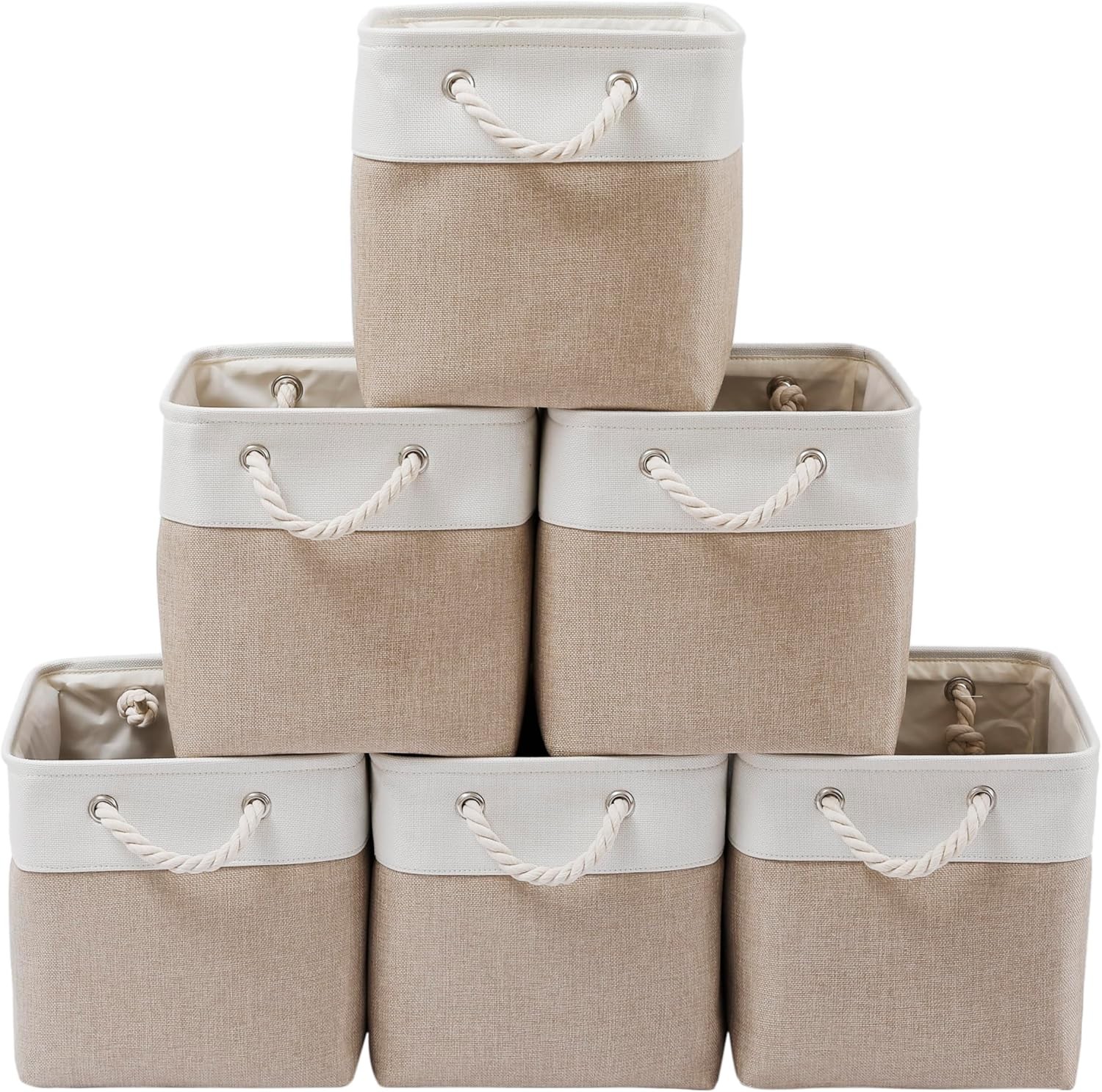 13 x 13 Inch Cube Storage Bins 6 Pack Extra Large Collapsible Fabric Storage Bin