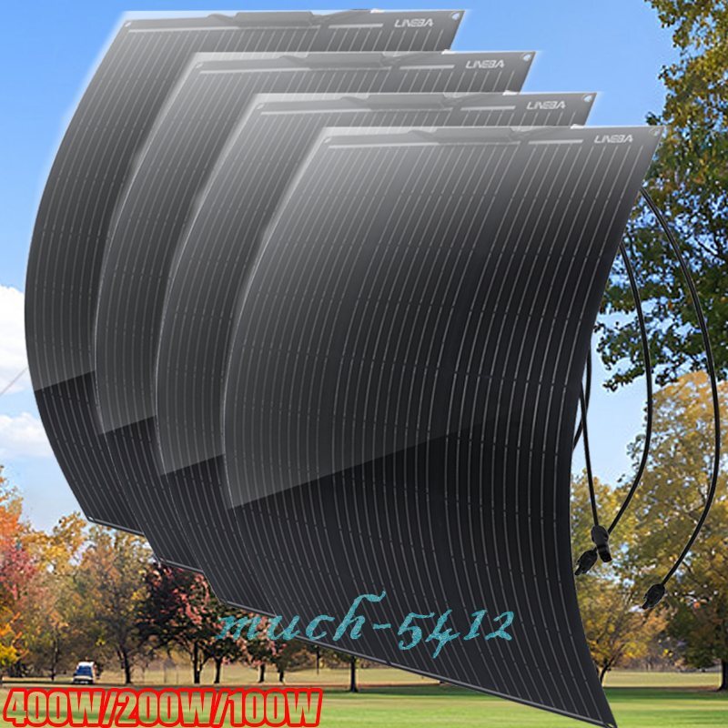 400W 200W 100W Mono Flexible Solar Panel Off-grid Power Station RV Camper Boat