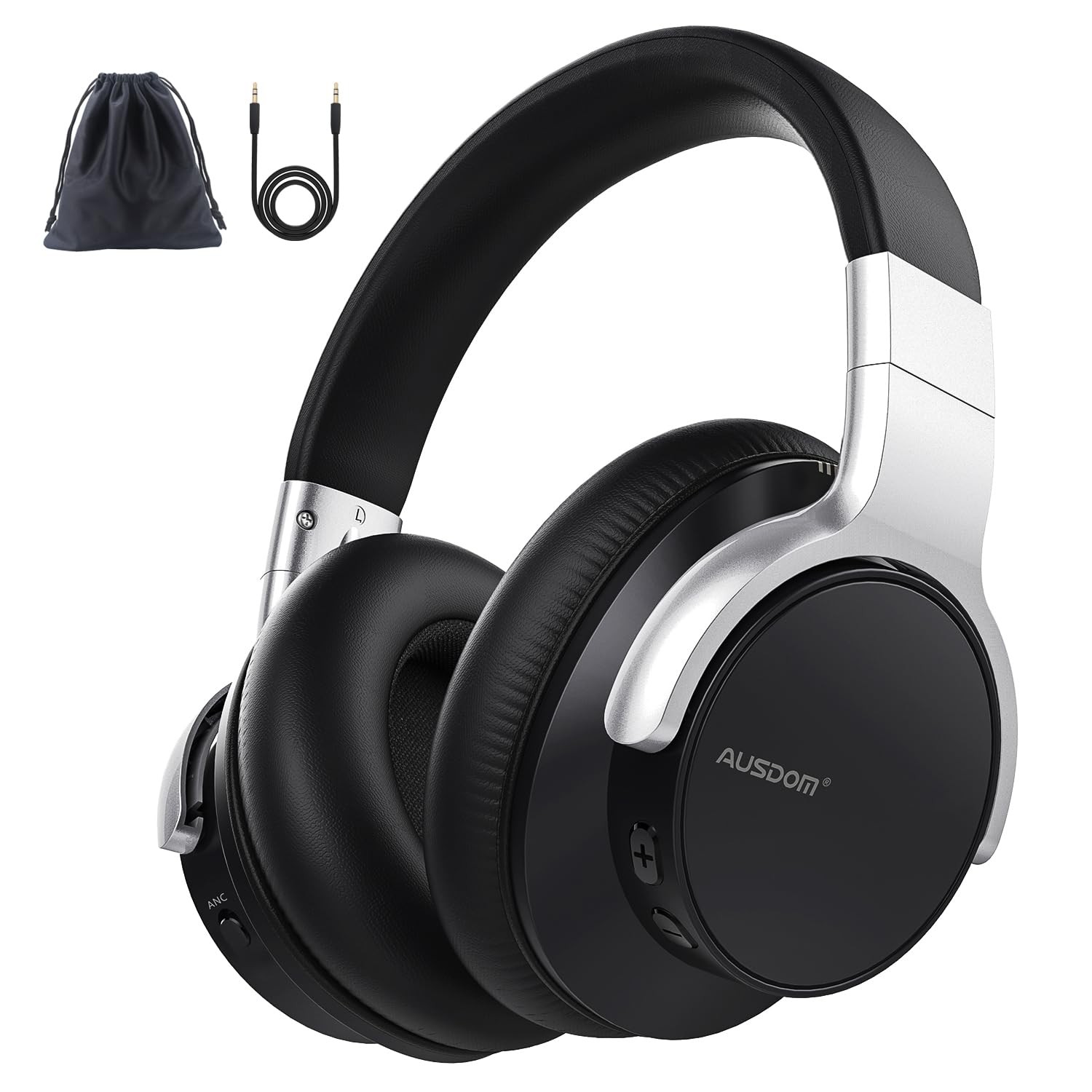 AUSDOM E7 Bluetooth 92% Noise Cancelling Over-Ear ANC Headphones 50H Playtime
