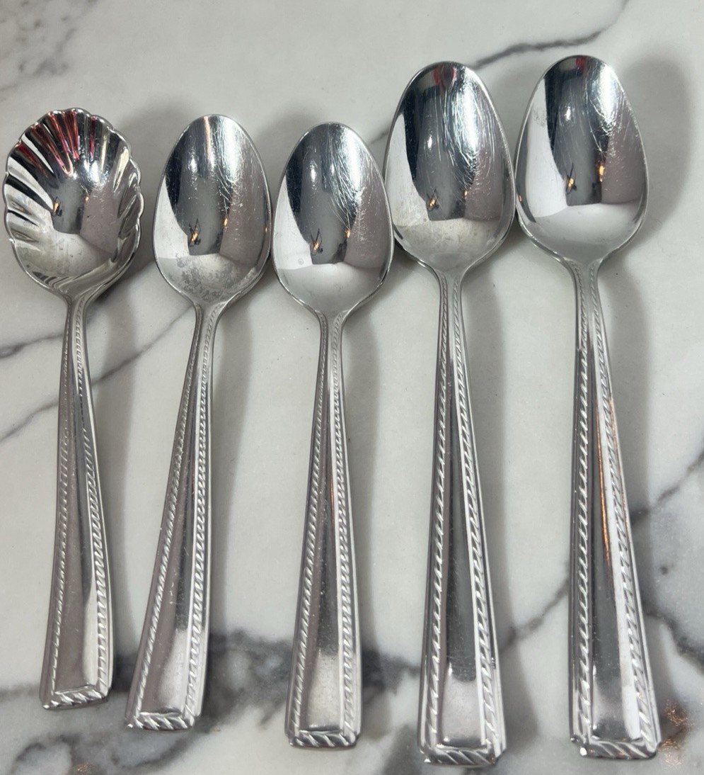 5 Spoons Oneida Stainless Flatware IVY FLOURISH 18/10 Silverware