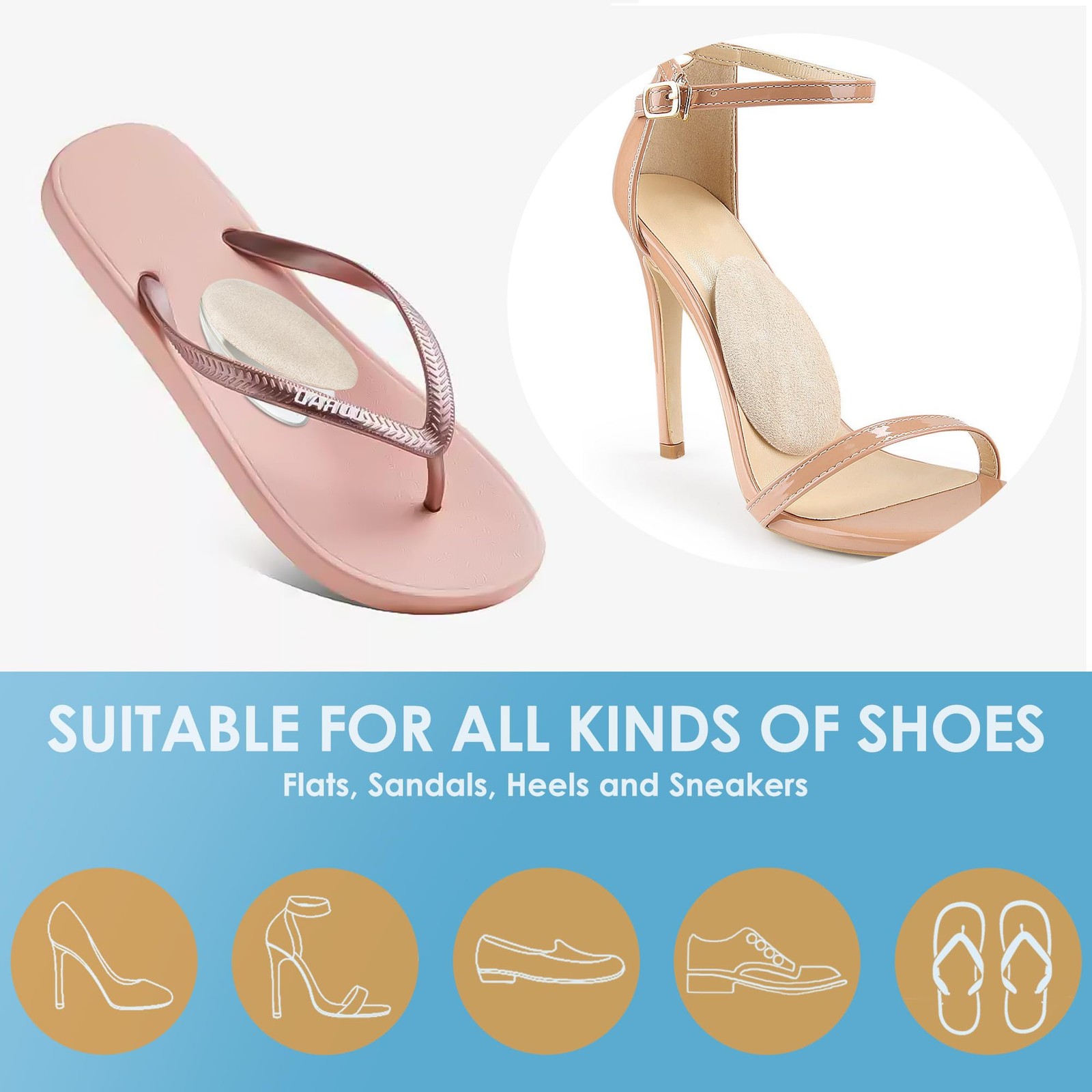 Adjustable Arch Shoe Insoles for Flat Feet/High Arch, 3-Layer Arch Inserts fo...