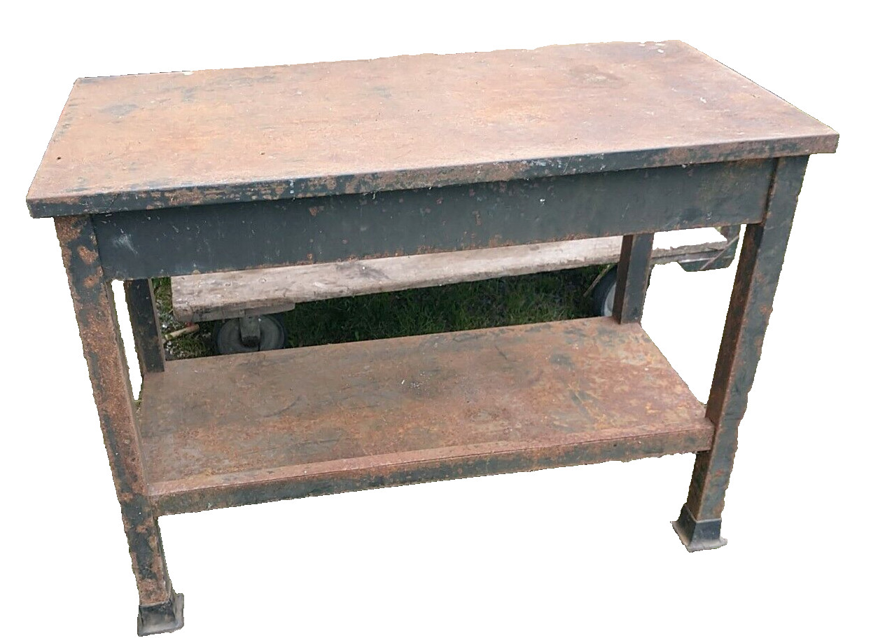 Table bench Industrial Workshop Workbench Shop Vintage Green Paint