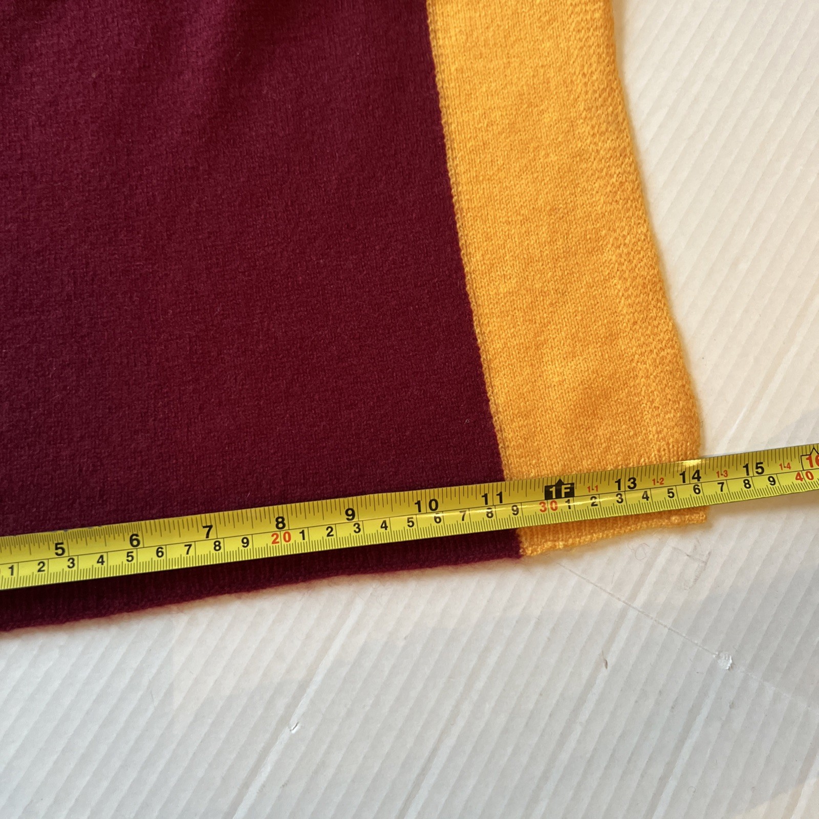 Minnie Rose Unisex 100% Cashmere Color Blocked Sport Scarf Crimson Tide/Gold NWT
